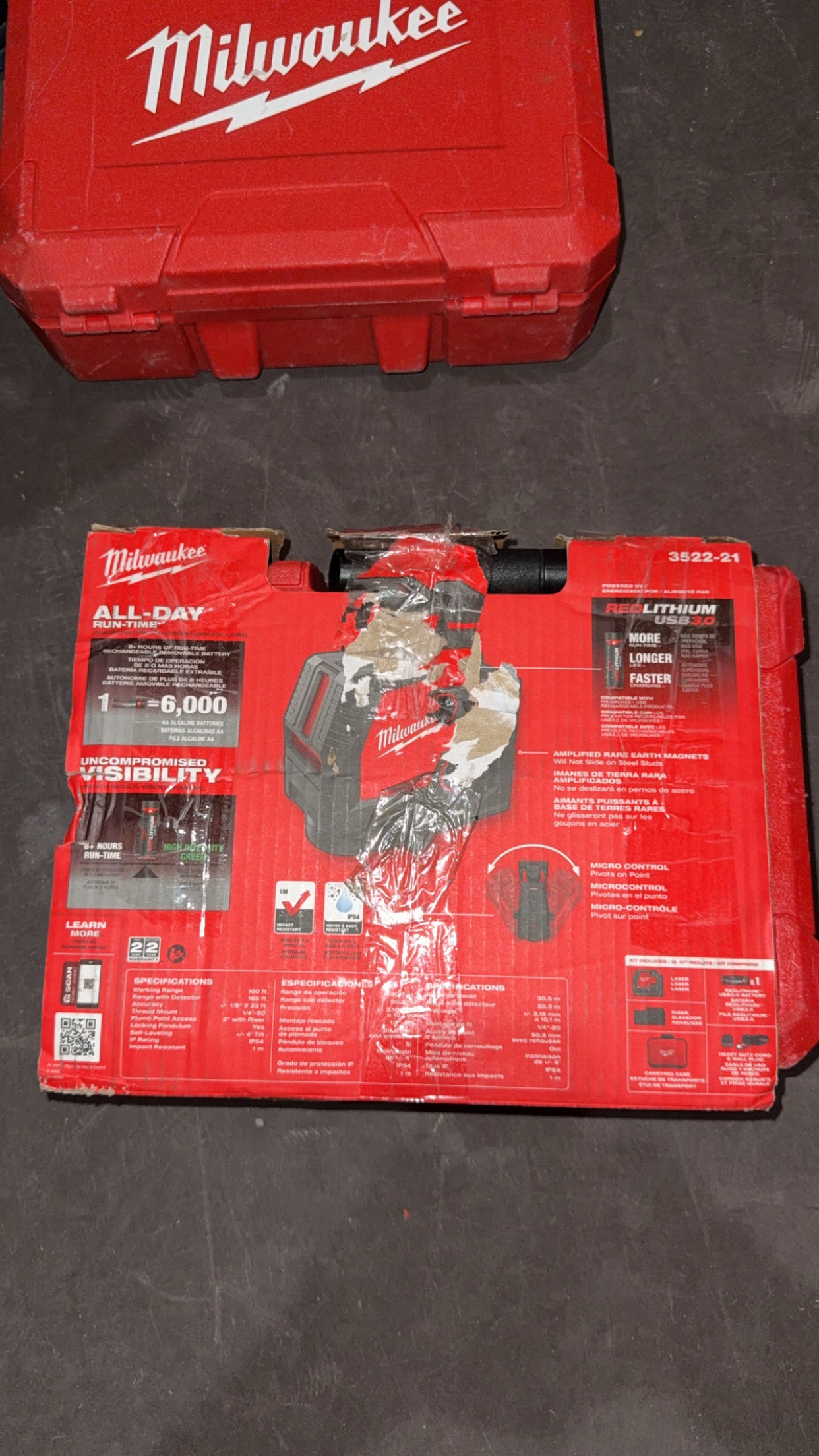Milwaukee USB Rechargeable Green Laser Cross Line & Plumb Points