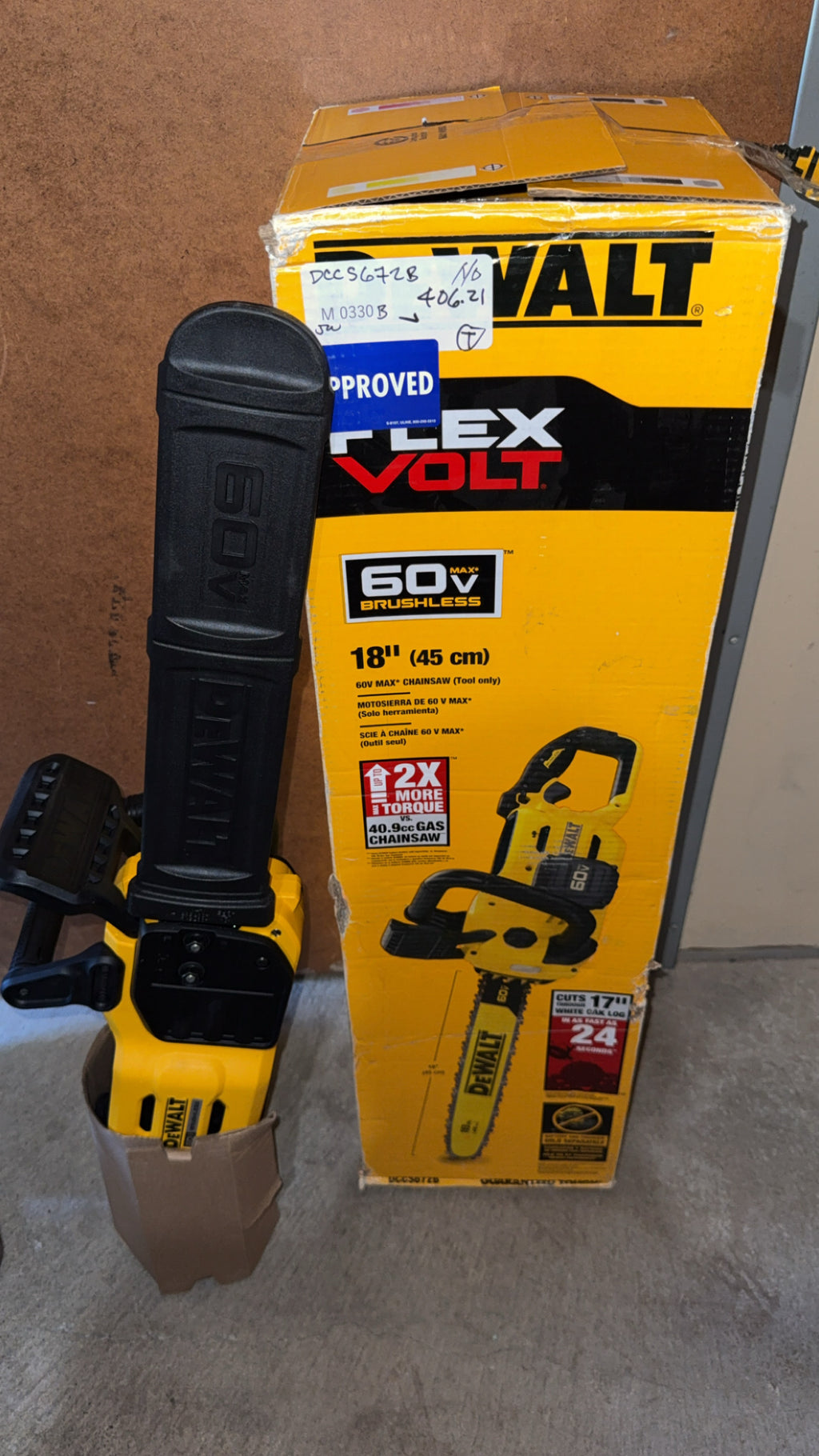 DeWalt 18” (45 cm) 60V MAX Chainsaw (Tool Only)